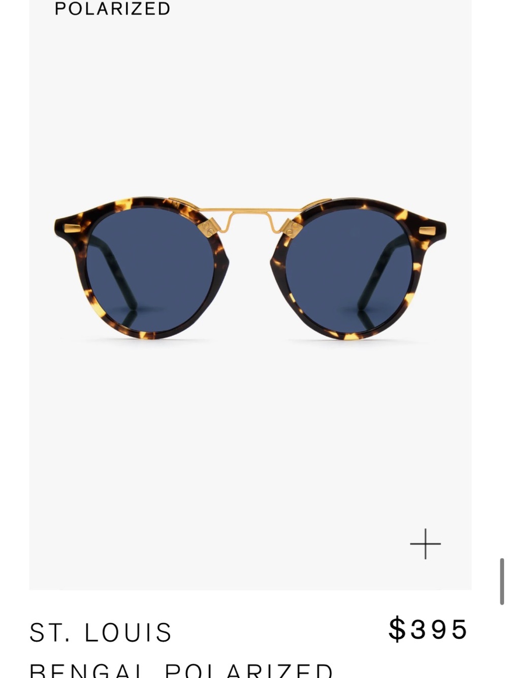 KREWE St. Louis Tortoiseshell Sunglasses with Blue Lenses and Gold Bridge